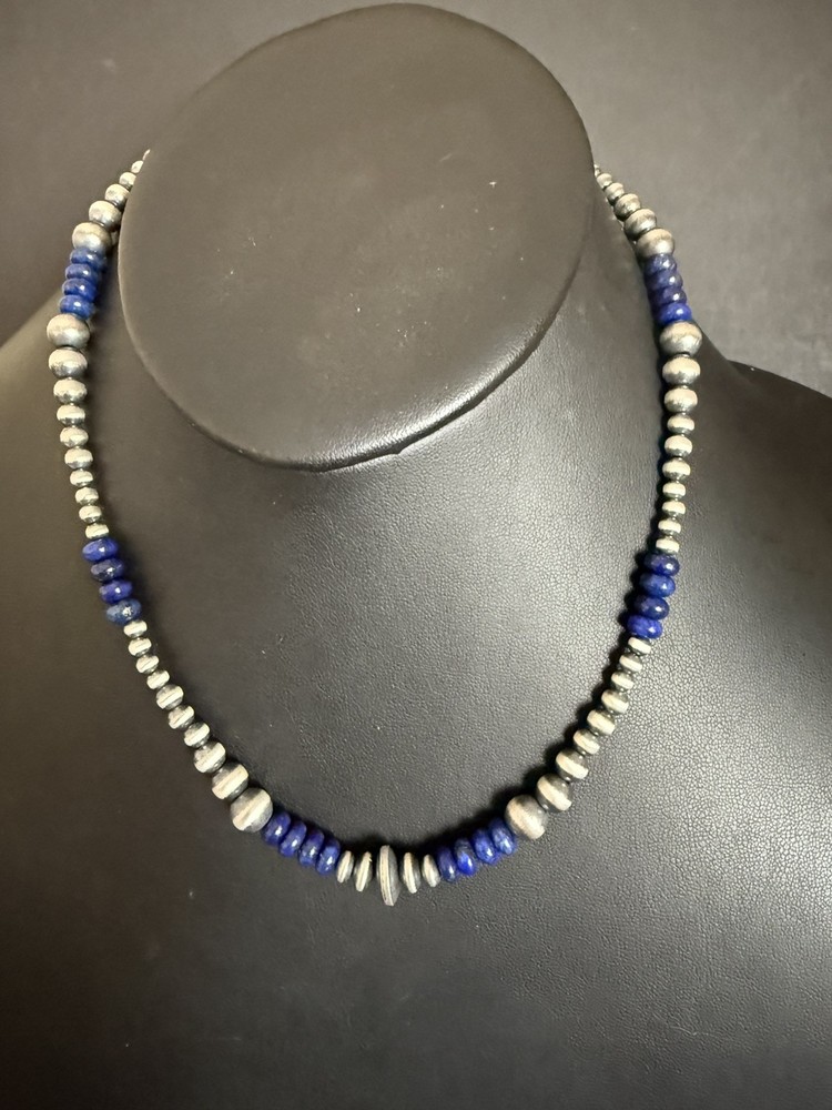 Sterling silver Lapis necklace 18 inch
