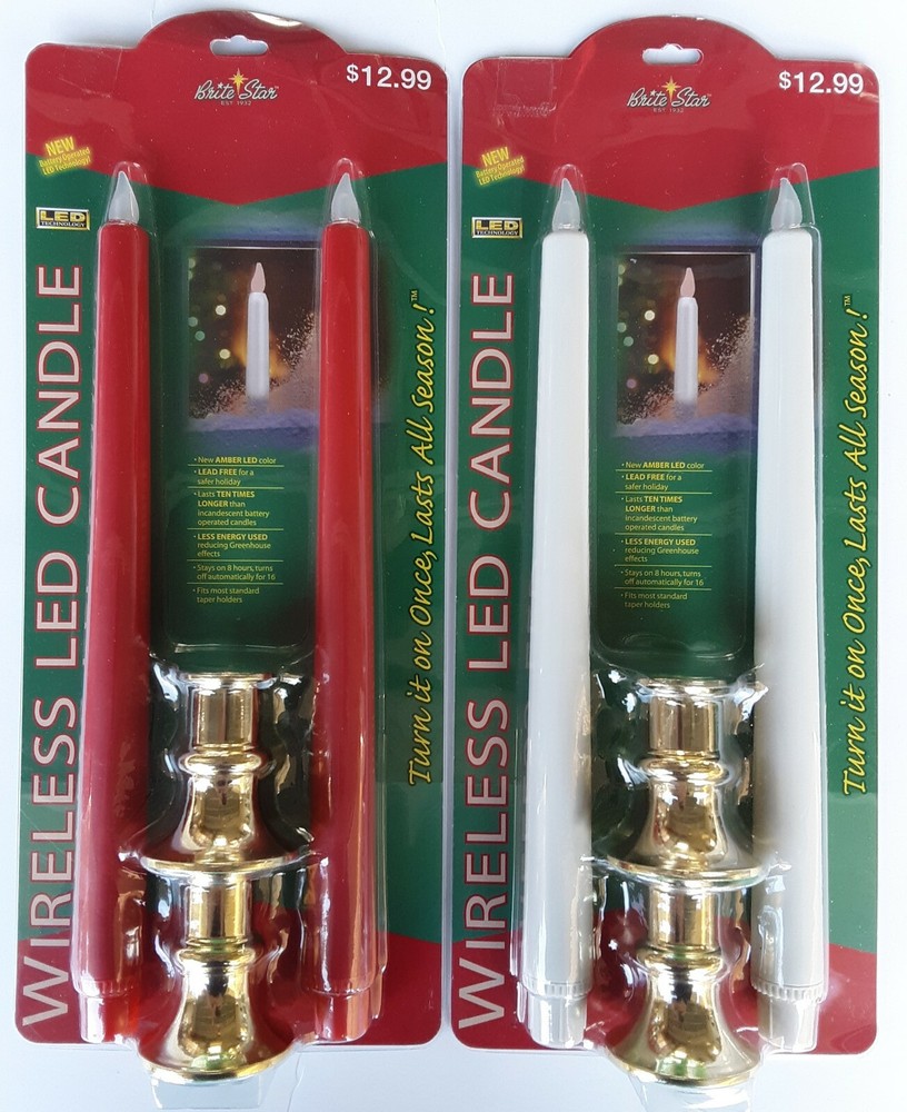 Brite Star Double Candles Two Variations Red or White Wireless LED Candle New