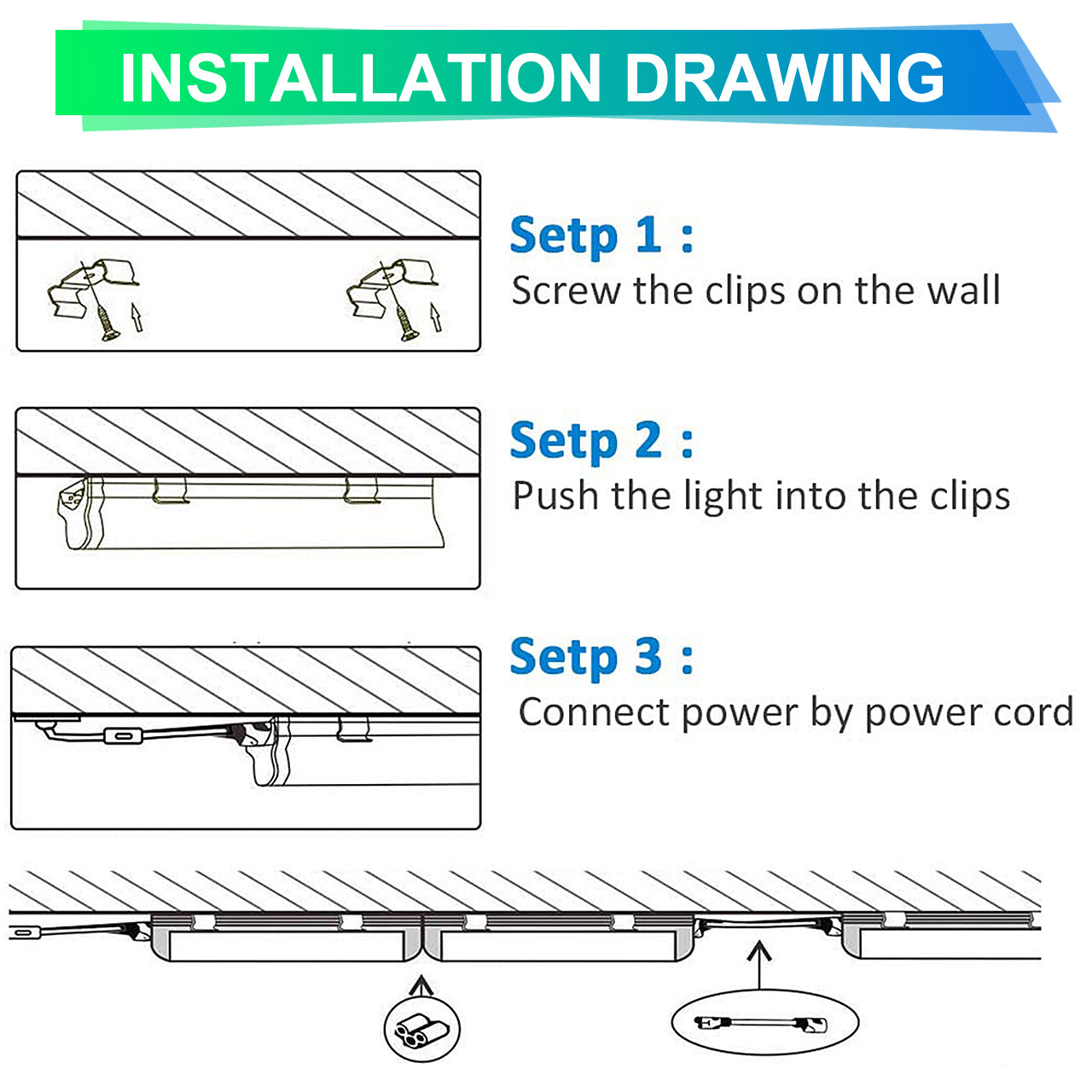 T8 4FT LED Shop Light 40W V Shape Tube Linkable Fixture Super Bright White 6000K