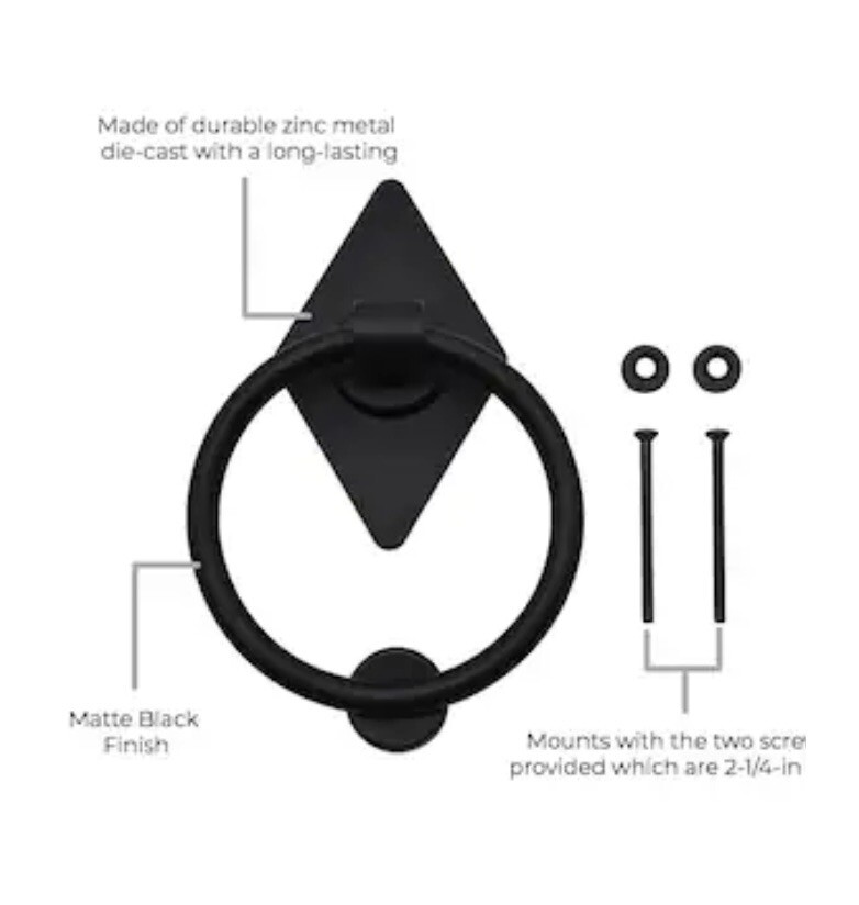 Reliabilt 6-1/2" Decorative Ring Door Knocker Matte Black Finish #3703291