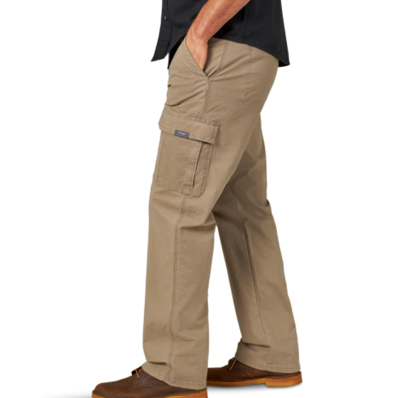 Men's Wrangler Cargo Pants w/ Stretch Relaxed Fit Brown Tech Pocket CHOOSE SIZE