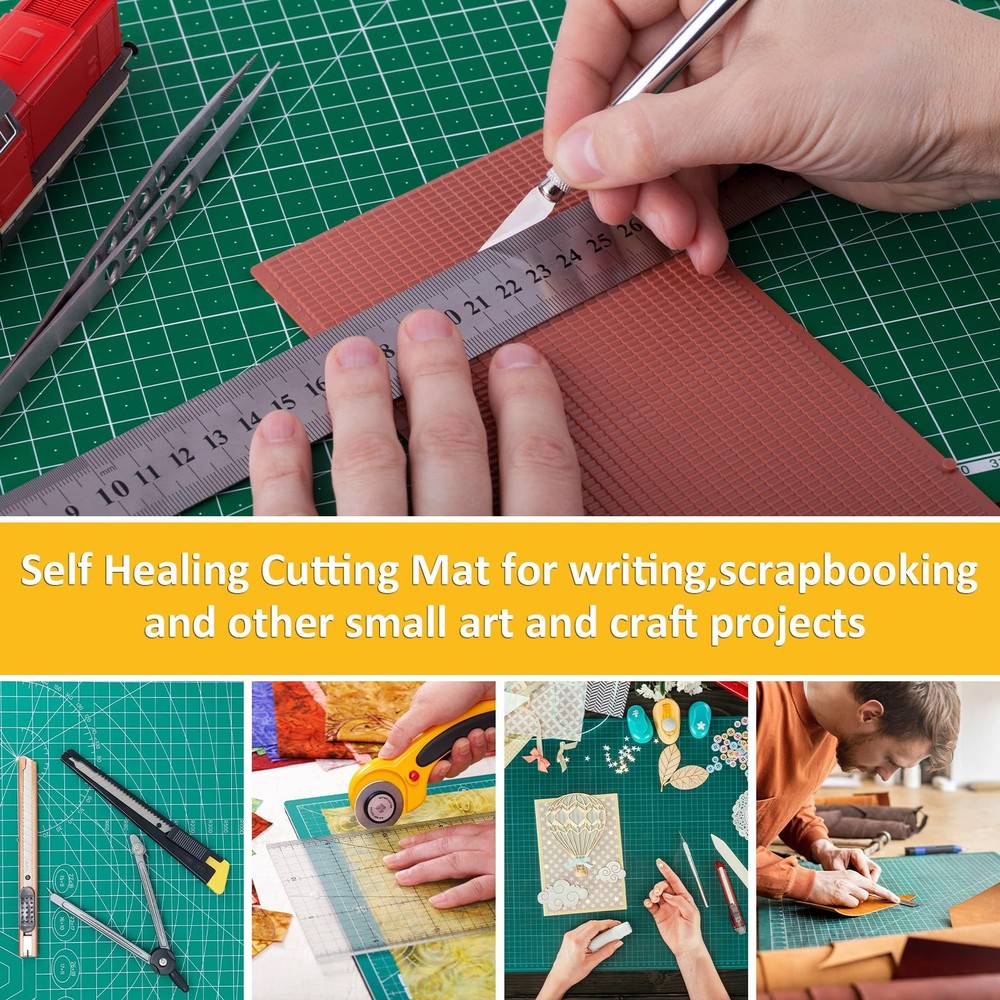 2 Pcs Large Cutting Mat Self Healing,Double Sided,Grid Line And Angles Help T...