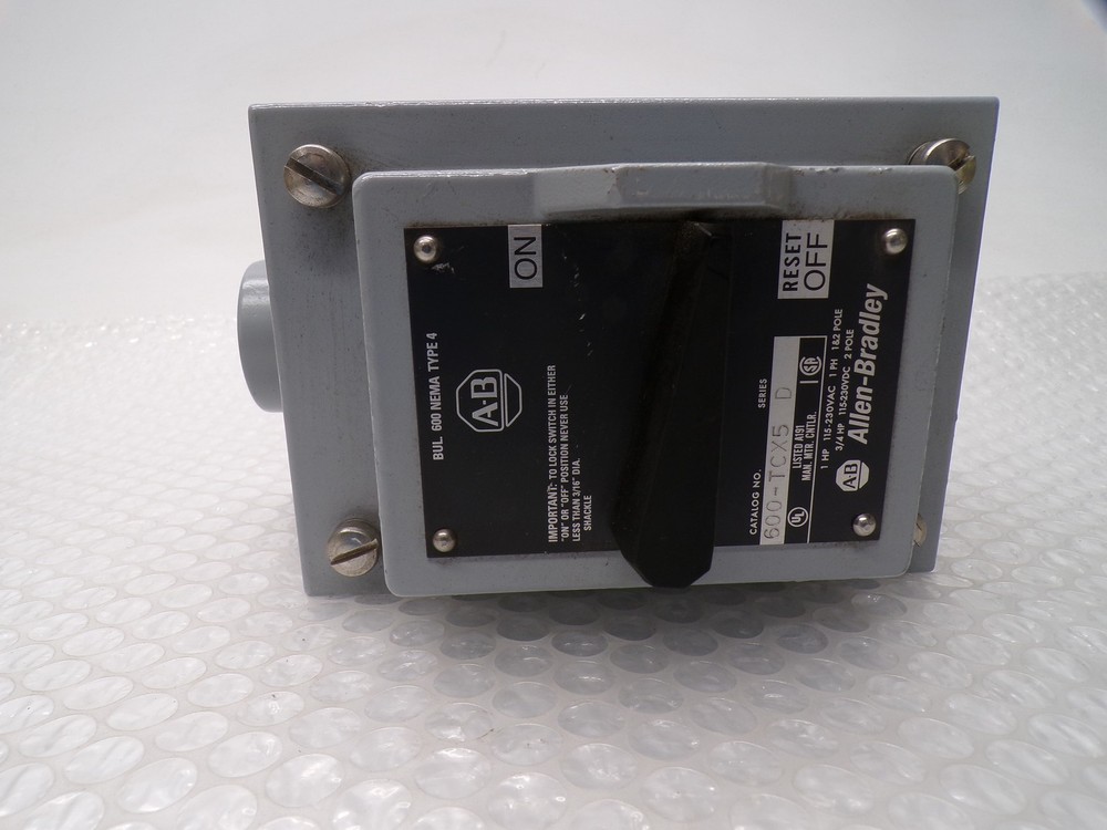ALLEN BRADLEY 600-TCX5 SER.D MANUAL STARTER SWITCH NSNP