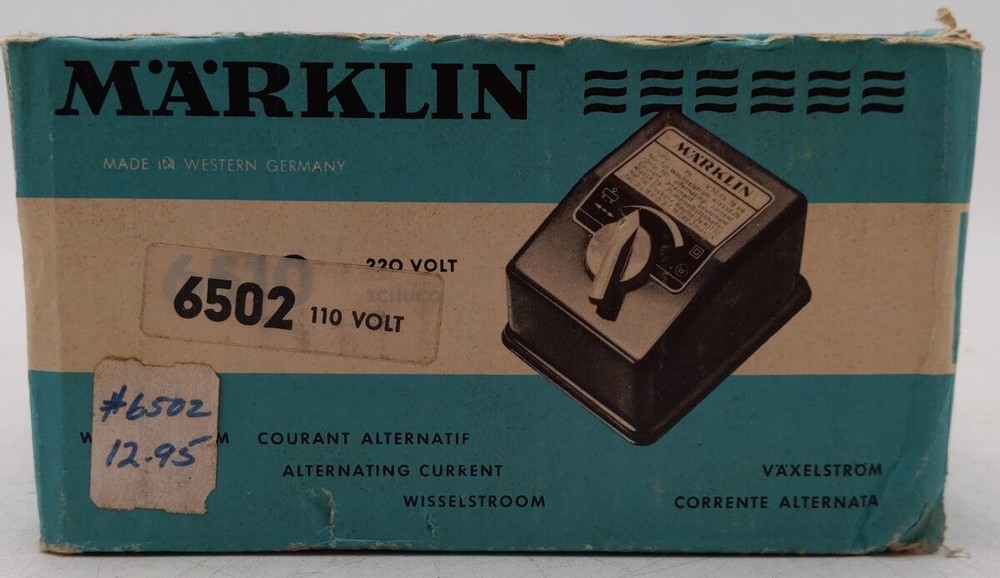 Marklin 6502 HO Scale 110 Volt Transformer/Box