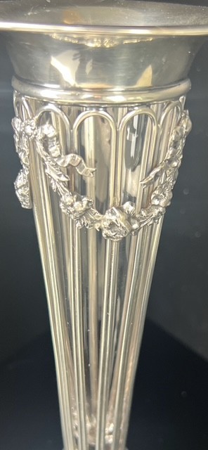 1907 J.B & Co. Birmingham Weighted Sterling Silver Vase with Glass Liner w/ Mono