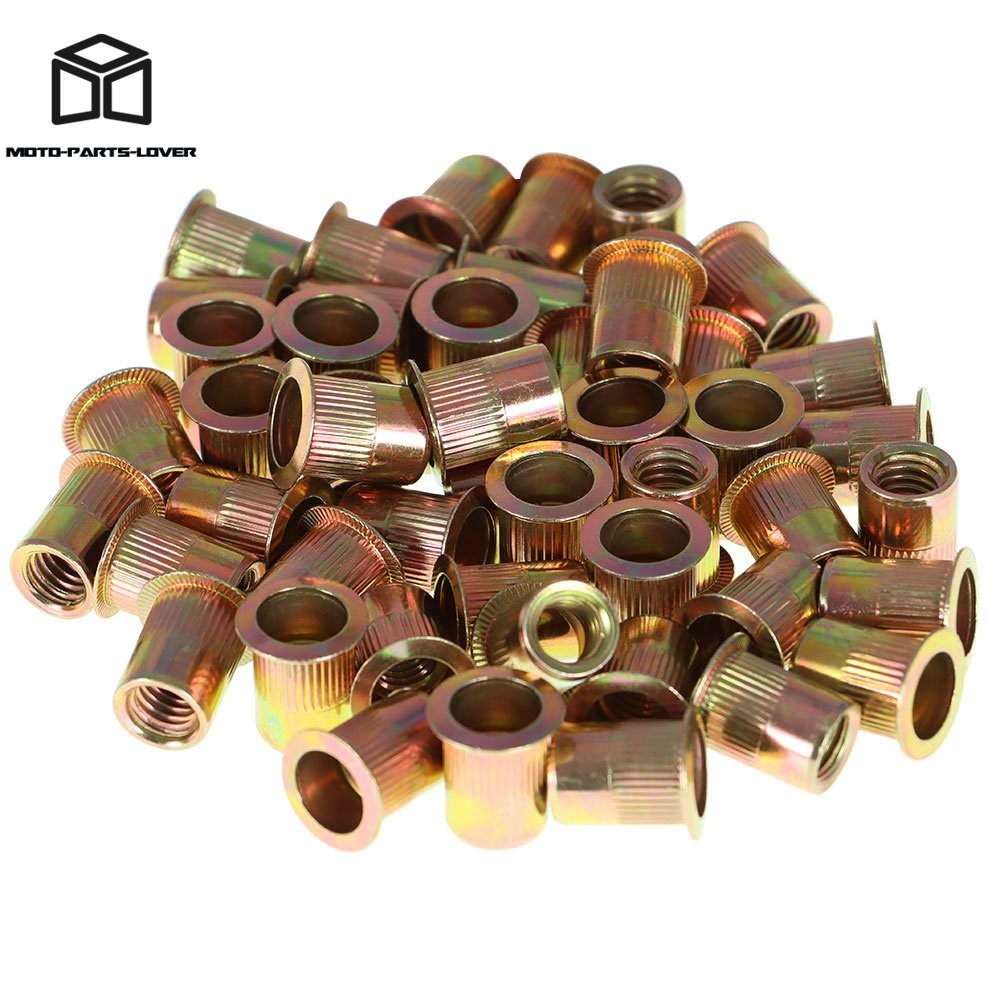 50 Pcs 3/8 - 16 Carbon Steel Rivet Nuts Flat Head Threaded Insert