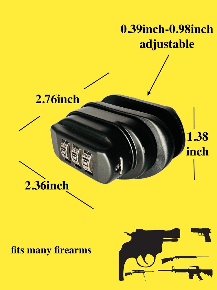 lockforall Gun Trigger Lock, 3 Digit Set Own Combination Lock Black*4 Pack