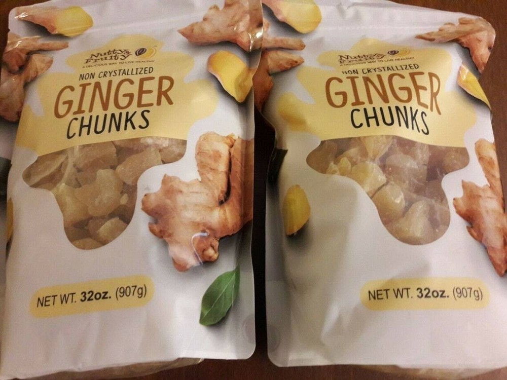 2-Pack Nutty & Fruity Dried Non-Crystallized Ginger Chunks Snacks 32oz/Each