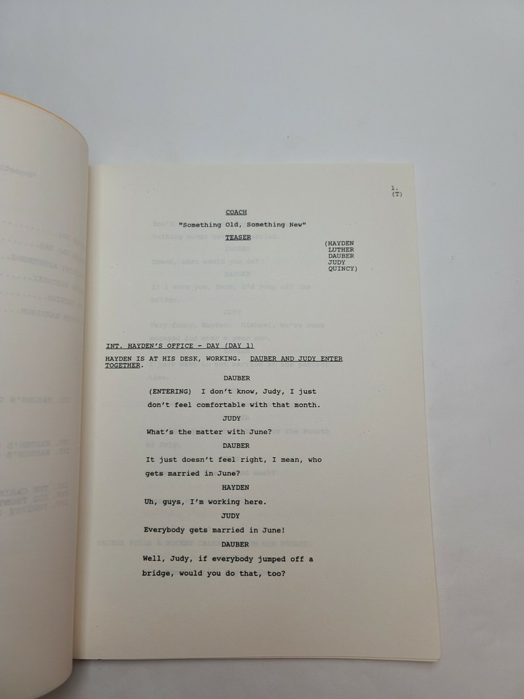 COACH / Jeremy Stevens 1994 TV Script "Something Old, Something New"