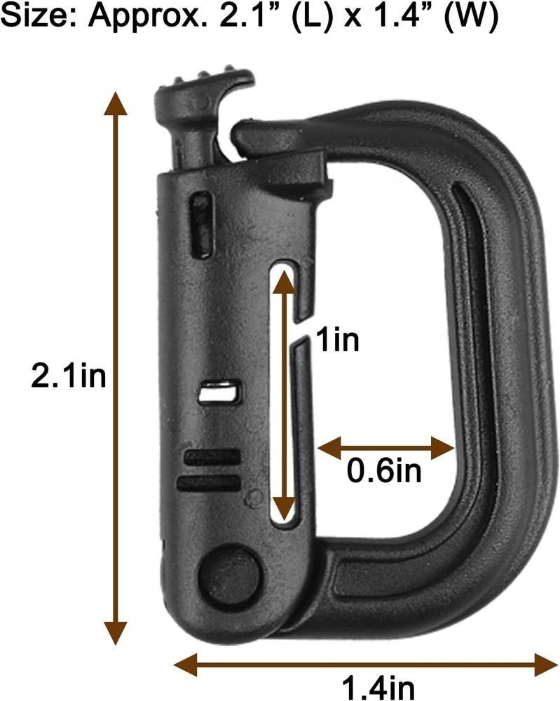 10pcs Molle Tactical Shackle Carabiner Snap D-Ring Clip Backpack KeyRing Locking