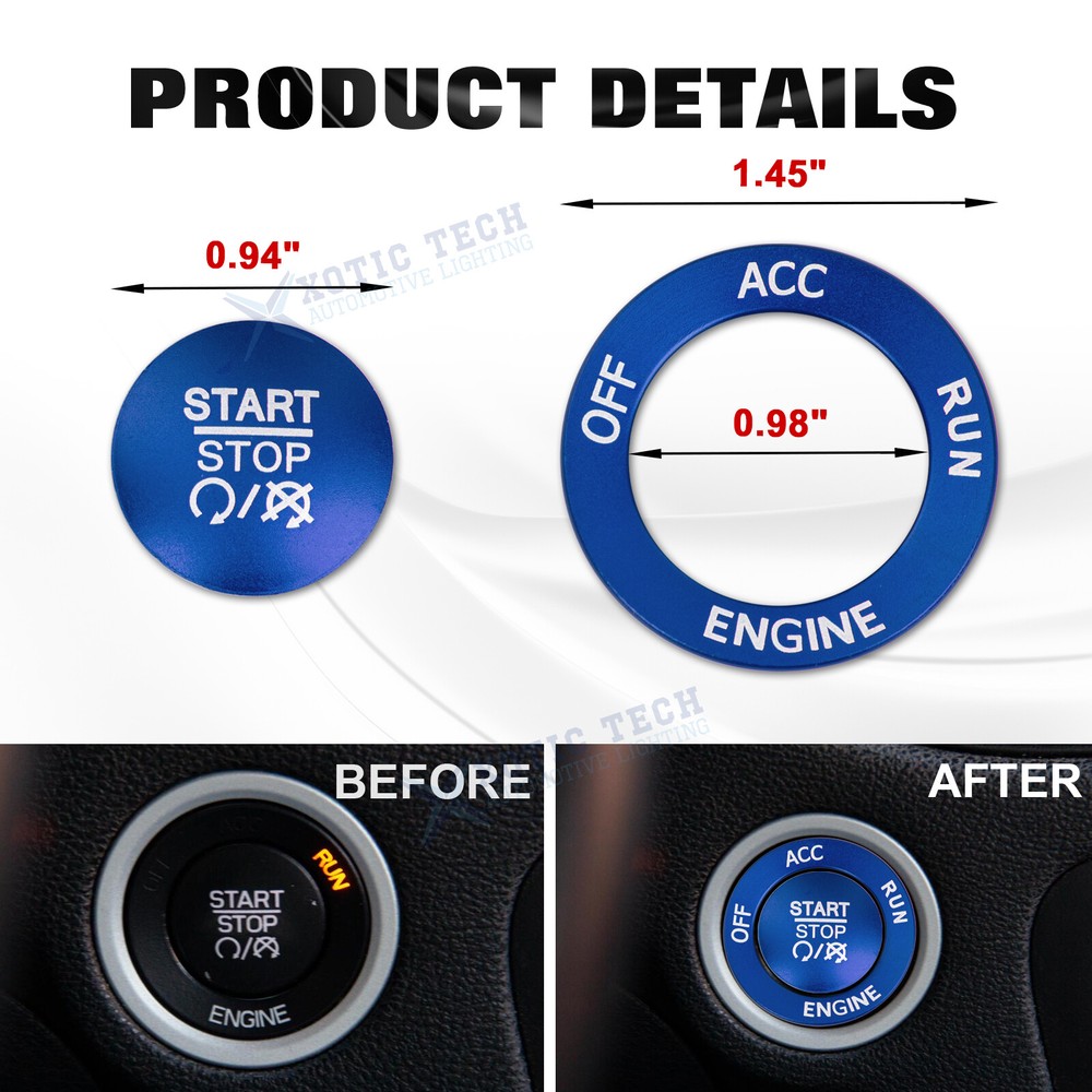 Keyless Engine Push Start Button & Surrounding Ring For Dodge Charger Challenger