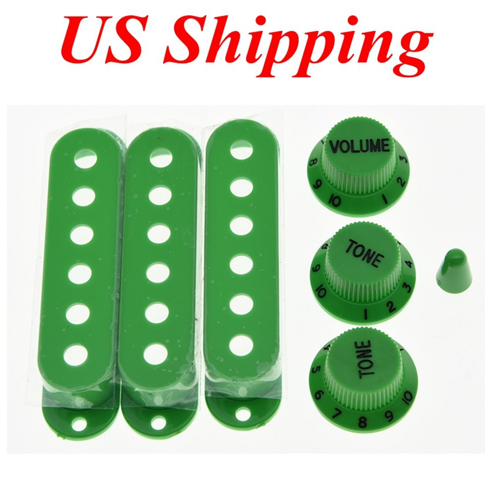 ST Style Green Guitar Pickup Covers Knobs with ST Switch Tip Cap for Strat