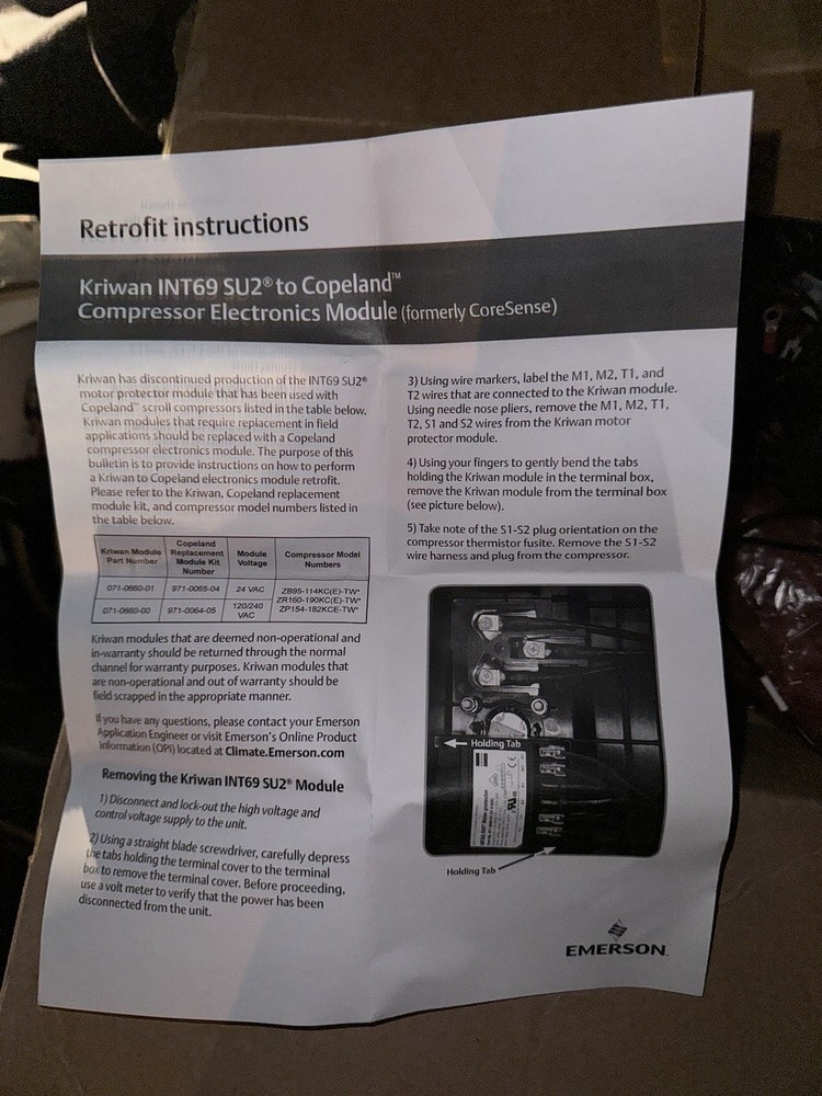 Emerson Coresense Scroll Compressor for Copeland 571-0065-05