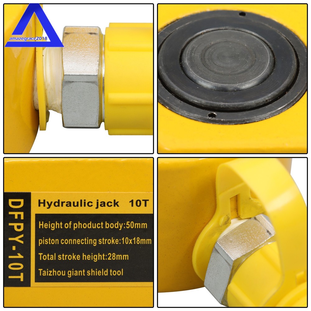 10T Hydraulic Cylinder Low Profile Ram Jack Multi-Section 1” Stroke Lifting