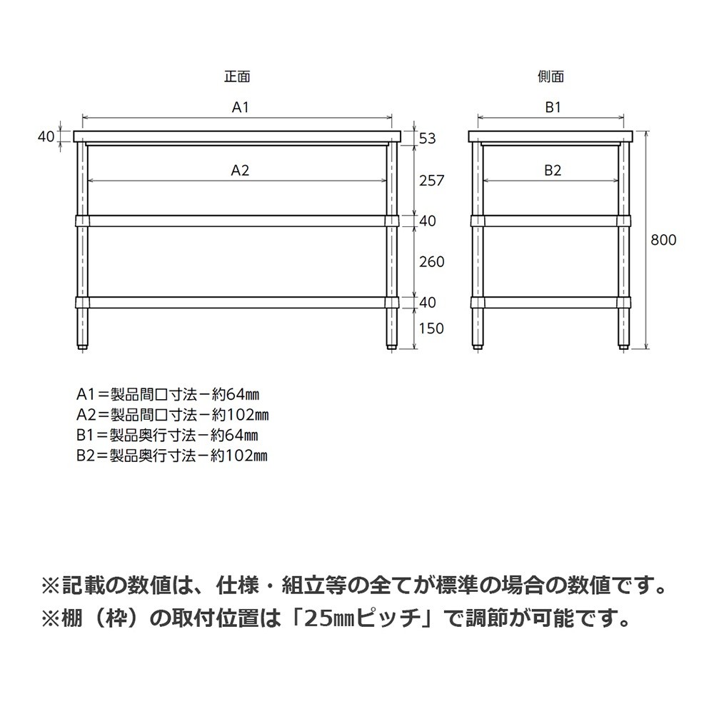 [Shinko] [SUS430] [600×450×800mm] Work Table (2-Tier Solid Shelf)