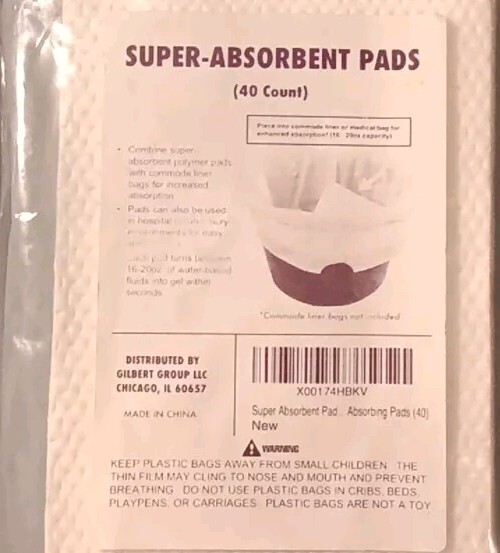 Commode Liners With Super Absorbent Pads-40 Pack Disposable Absorbent Pads