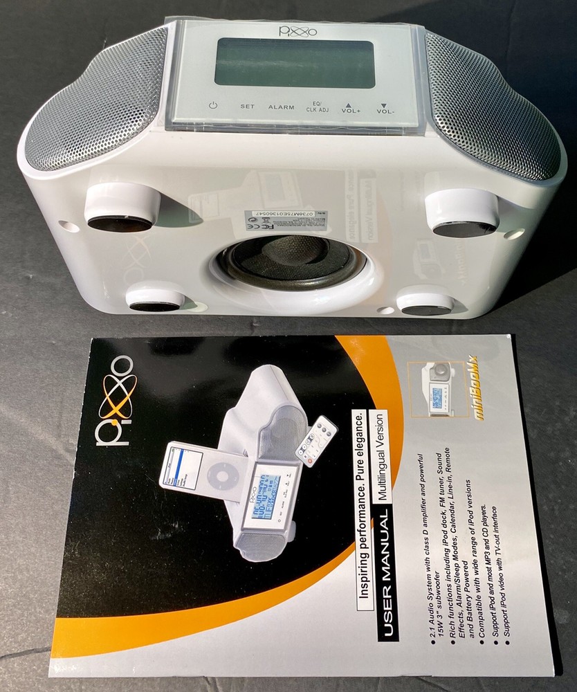 Pixxo MiniBooMX 2.1 Audio System w/iPod Dock