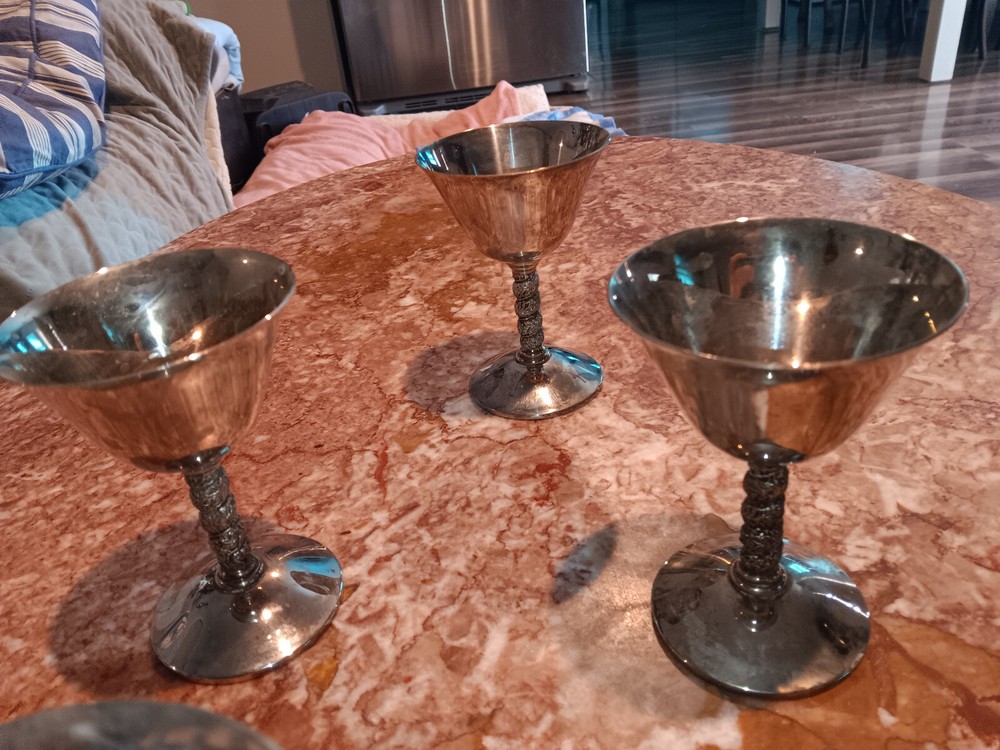 VTG J Perez Ruiz E.P.B Silverplate Spain Stem Wine goblets 6 cups
