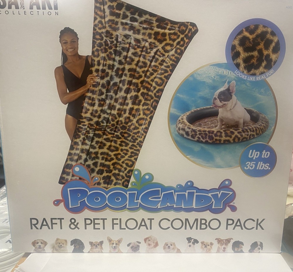 Poolcandy Extra Wide Pool Safari Raft And Pet Float Combo Pack