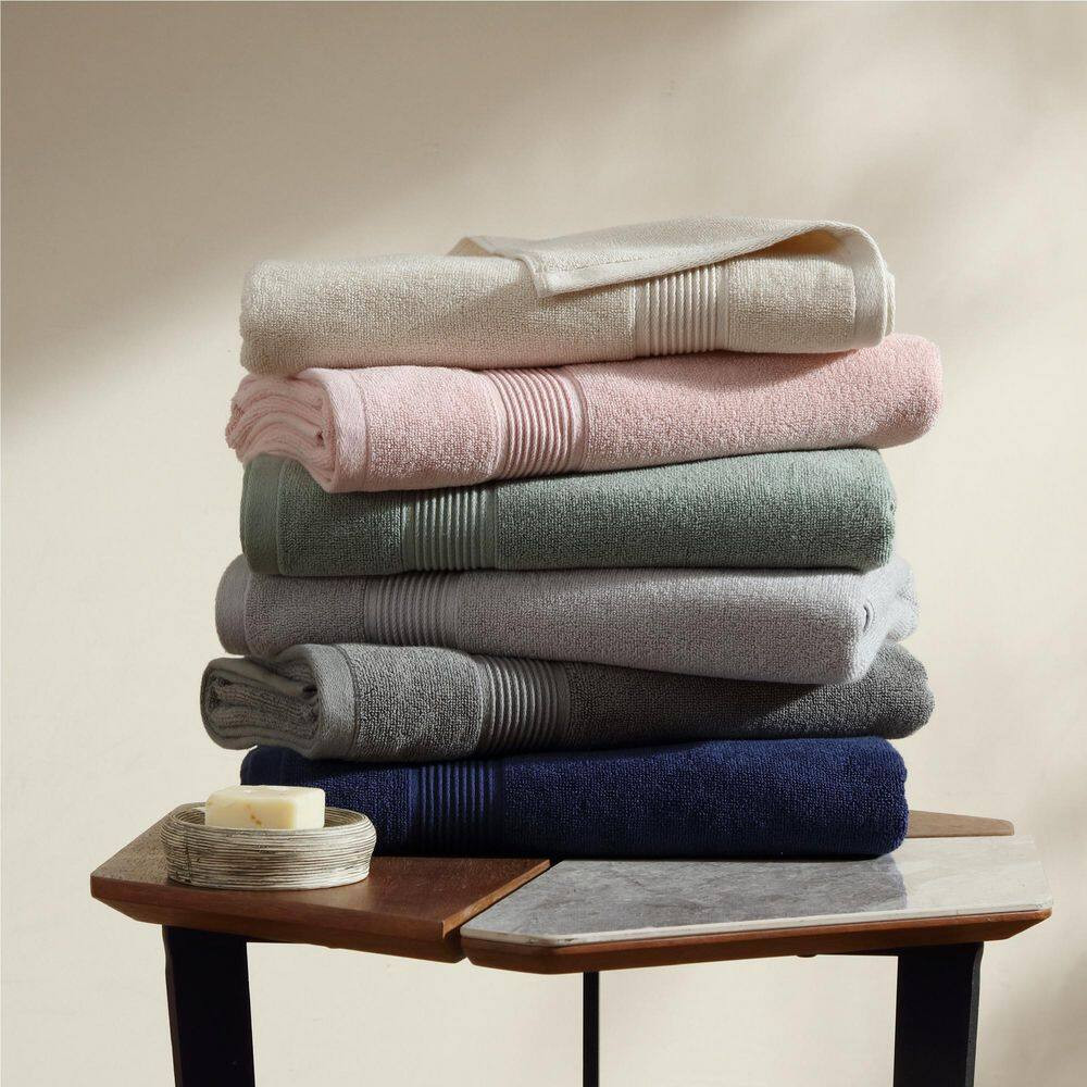 Felicity 2-PC Grey Solid Color Striped Dobby Border Anti-Microbial Supima Cotton