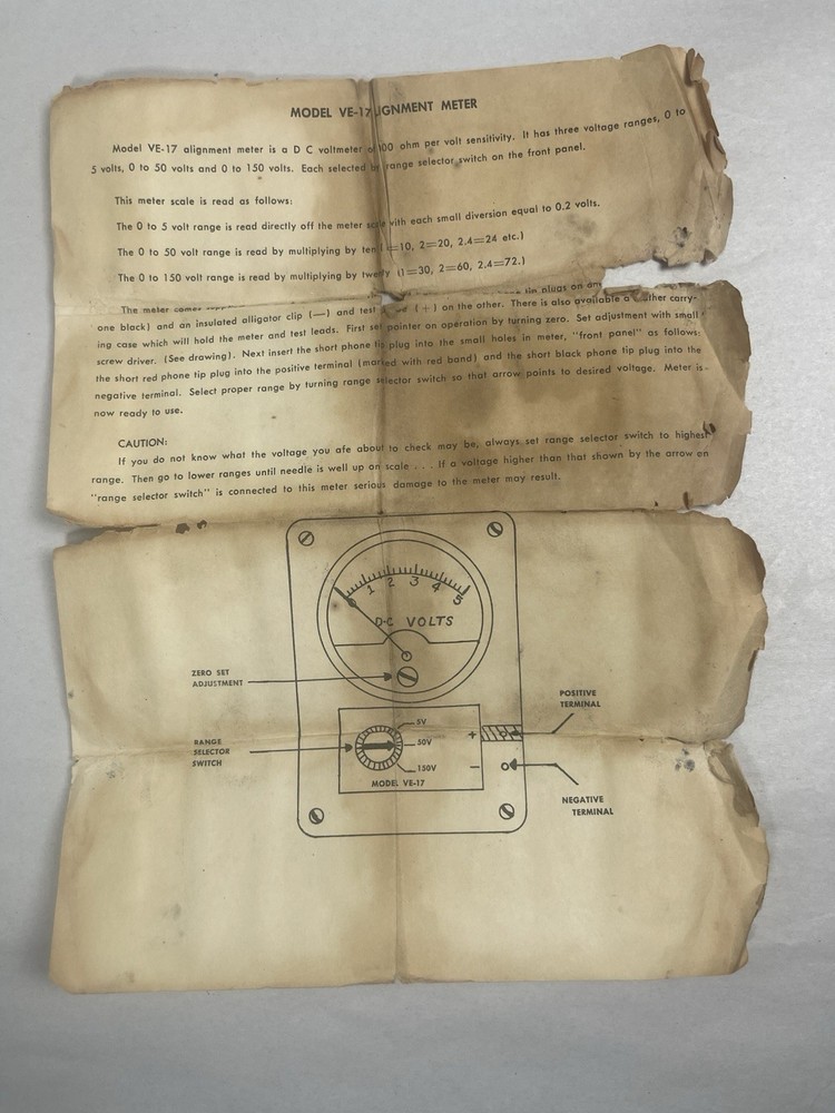 Model VE-17 Alignment Meter Untested