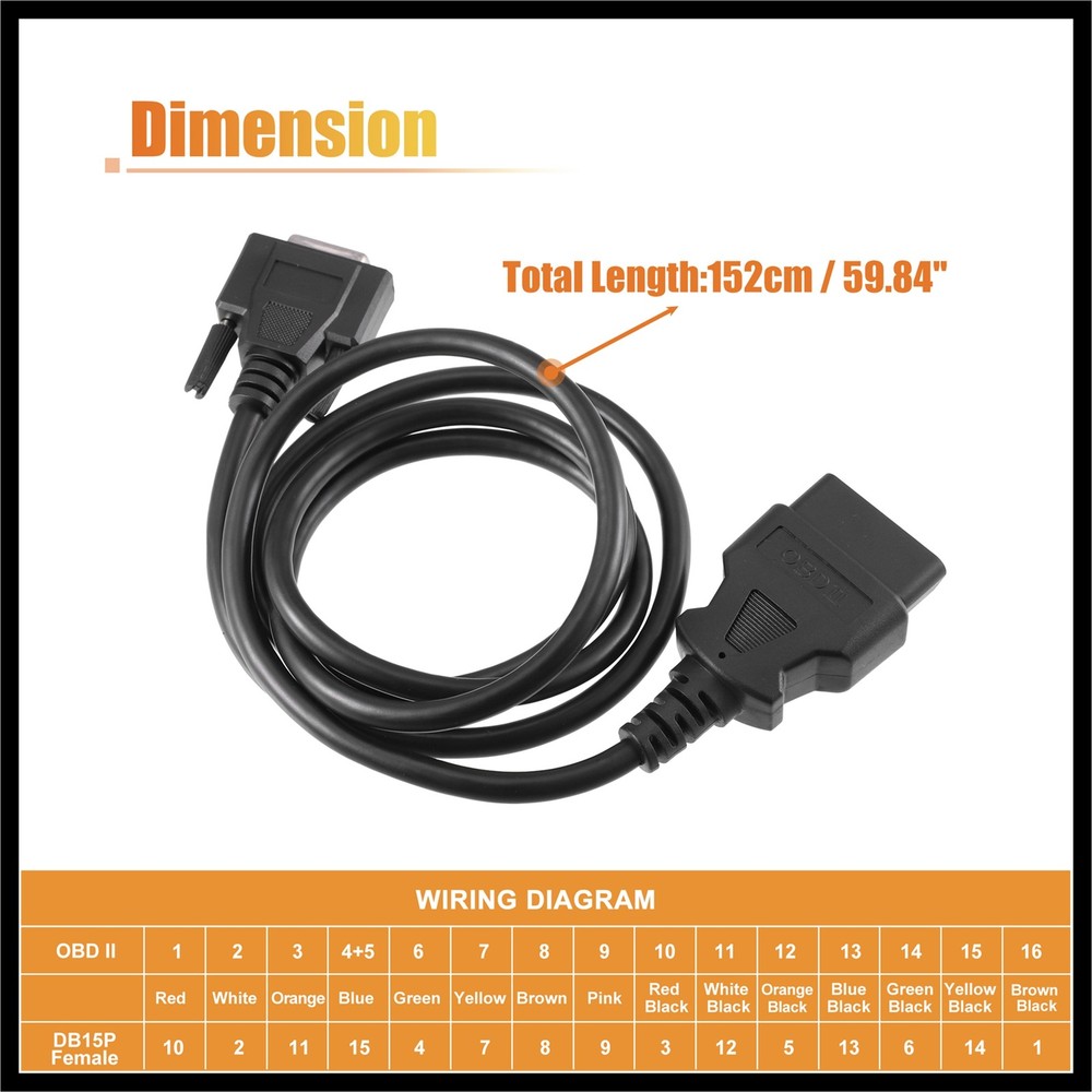 OBDII OBD2 Main Cable Diagnostic Tool Adapter Connector Cable for Launch 1PCS