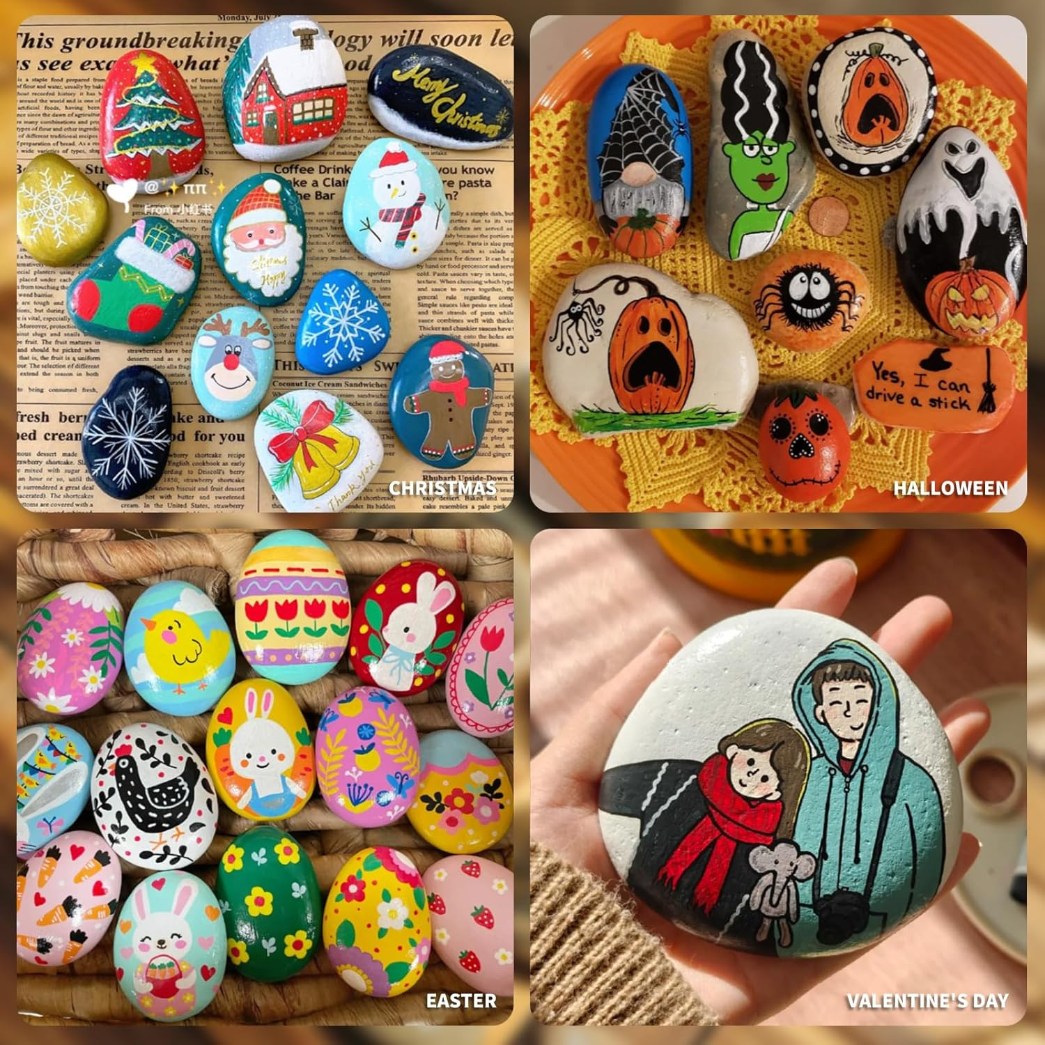 Flat River Stones for Painting - 10 Pack, 2-3 Inch Natural Craft Rocks