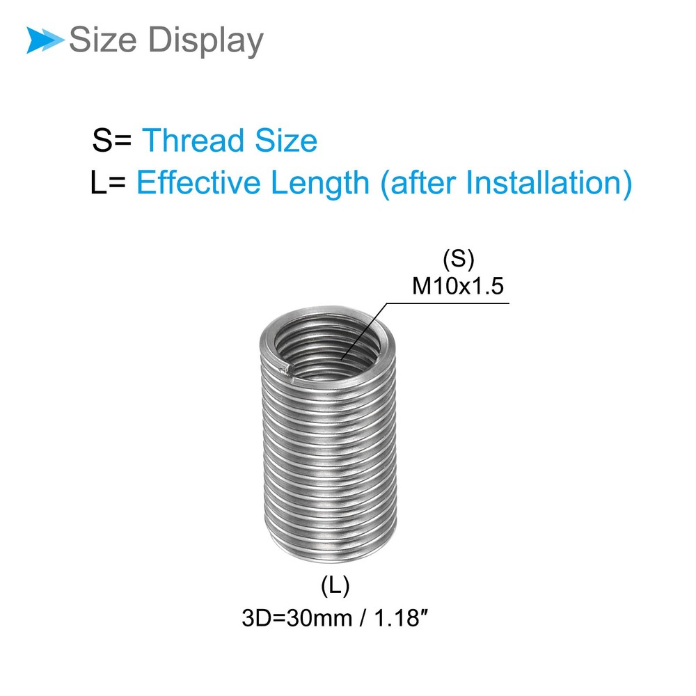 10pcs M10x1.5 3D Wire Thread Repair Insert Helical Type Coiled