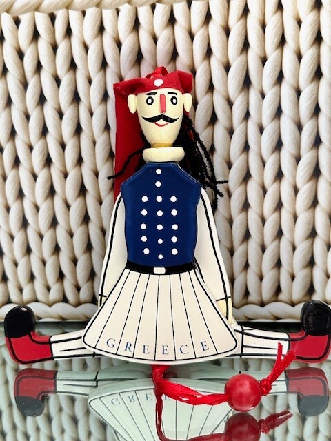 Vintage Pull String Puppet Wood Toy Grecce 1980