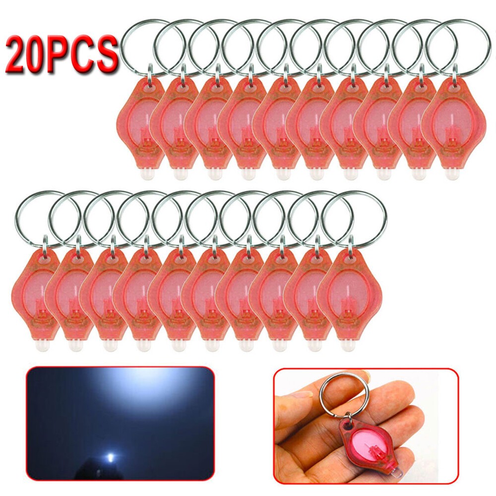 20pcs LED Mini Keychain Flashlight Key Ring Light Work Lamp Torch Lights Pocket