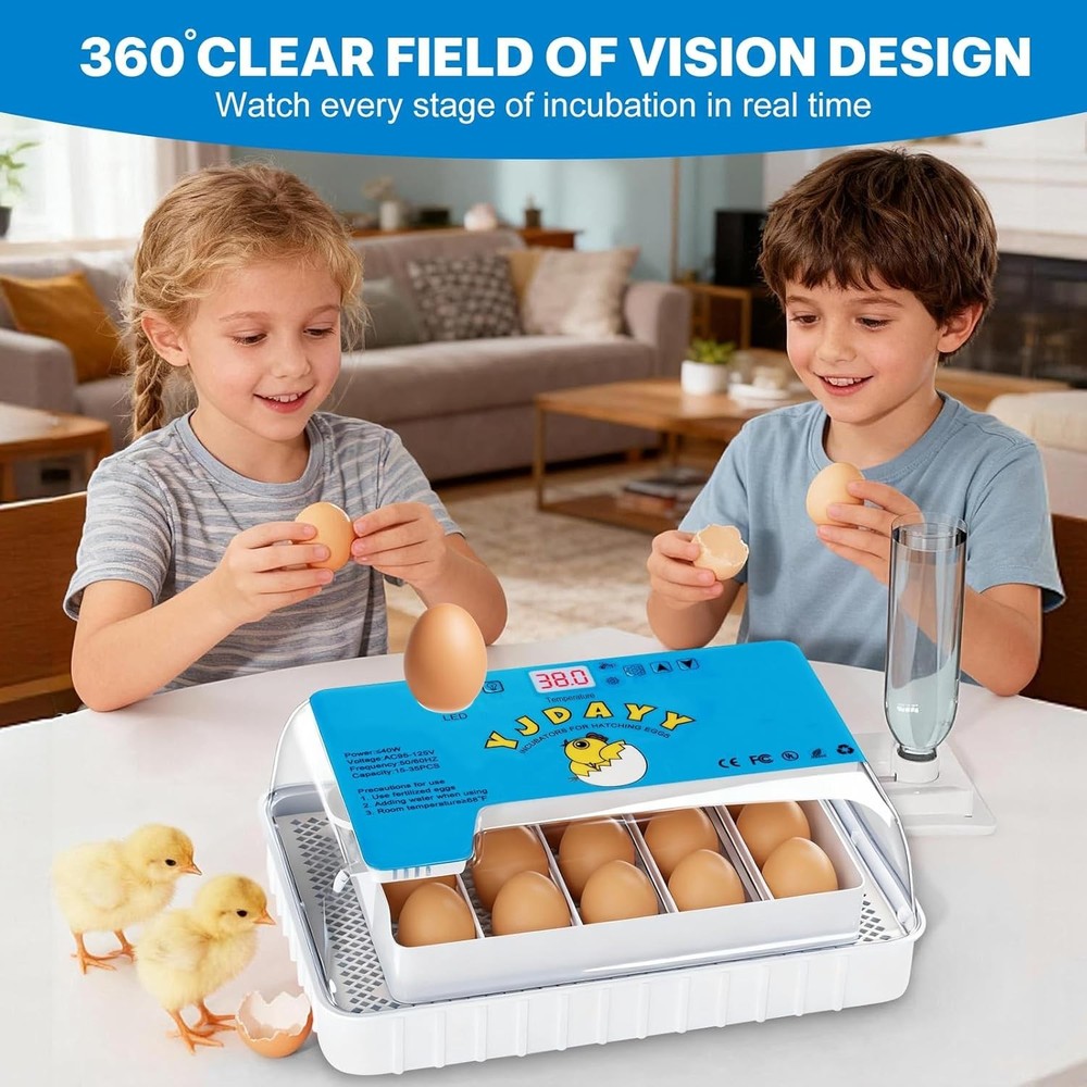 15-35 Eggs Incubator with Automatic Egg Turning and ℉Temperature Display LED ...