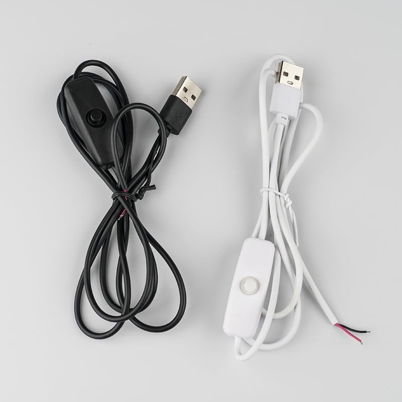 ThtRht 4 Pack USB Extension Cable with Switch On/Off 2 Pin Wire Black