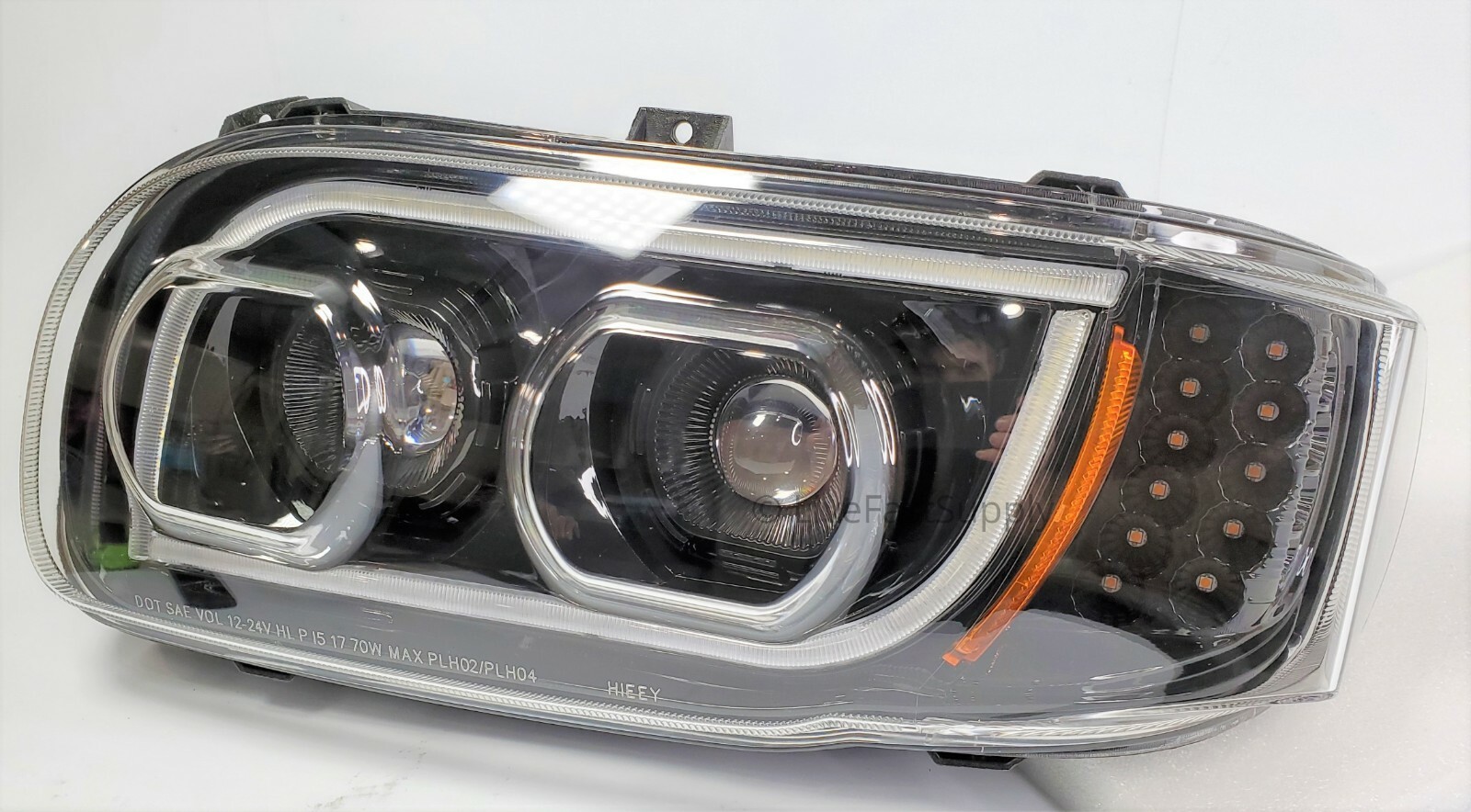 Pair All LED Headlights w/ Dual Function LED Halo DLR for Peterbilt 388/389/567
