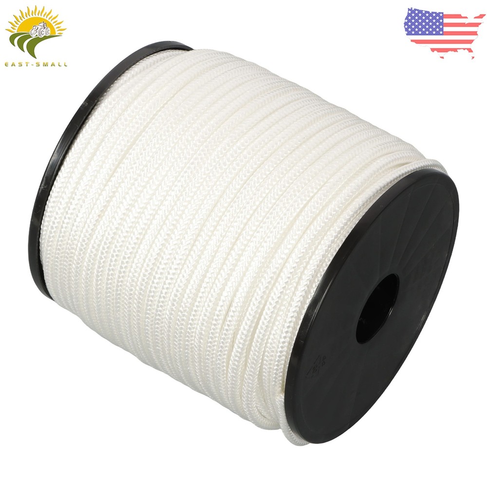 1/4" × 250' White Nylon Rope Sturdy Spool Solid Braid Rope Abrasion Resistance