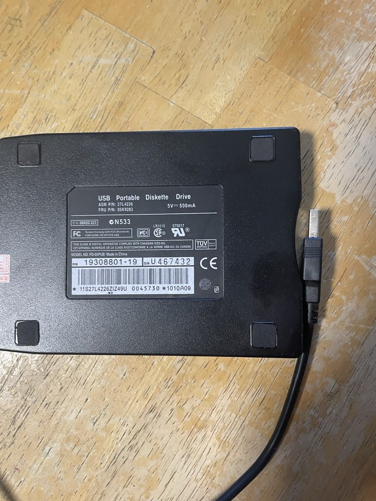 Sabrent USB Portable Diskette Drive FD-05PUB Untested