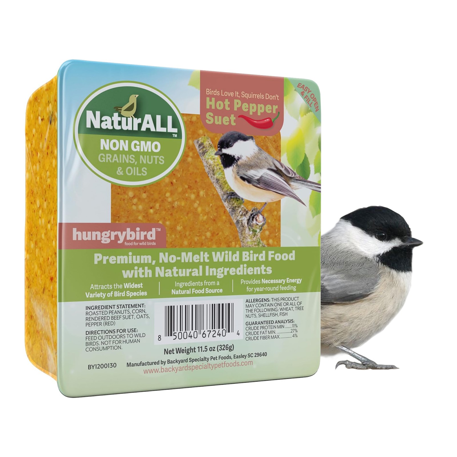 Hungrybird NaturAll Non-GMO, High-Protein Hot Pepper Suet Cake