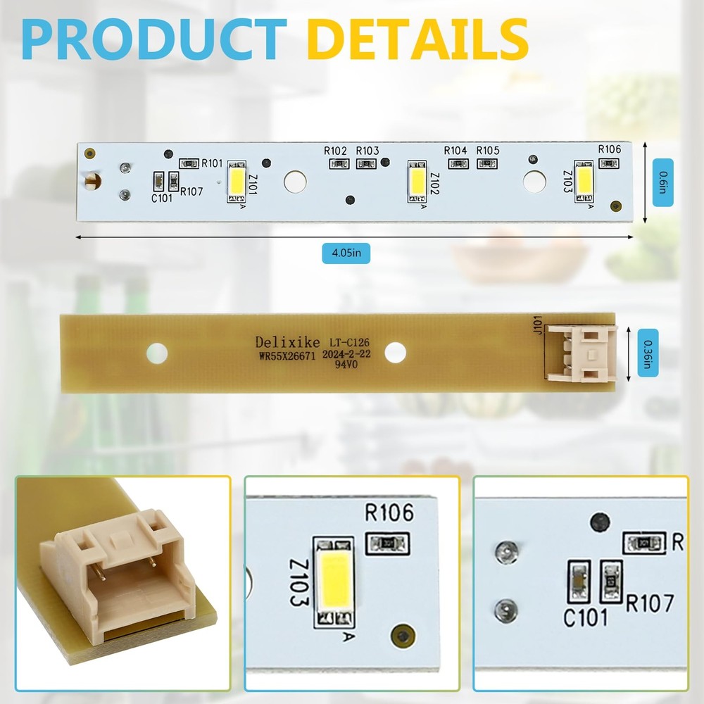 6Pack WR55X26671 Refrigerator LED Light Board Replacement for Freezer &...