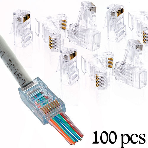 Cat5e RJ45 Network Modular Plug Connector Crimp Tool End Pass Through Tester Kit