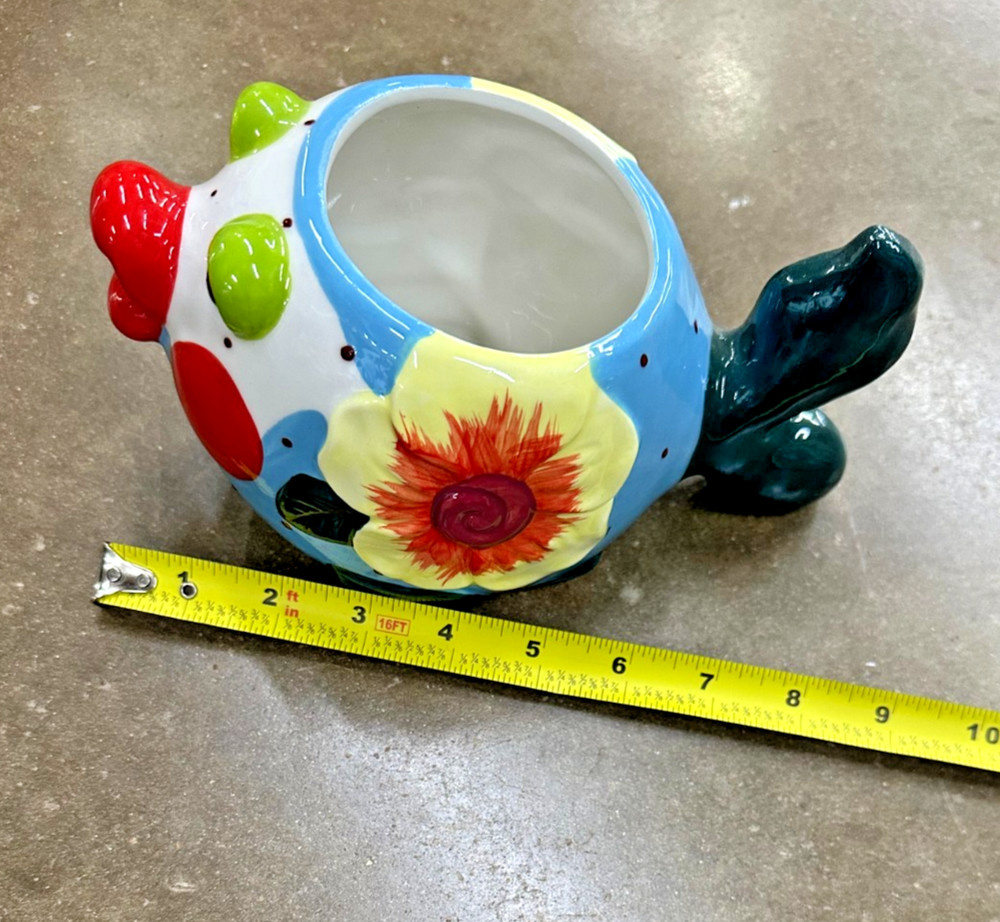 Blue Sky Ceramic Fish 8“ Planter, Multi Color