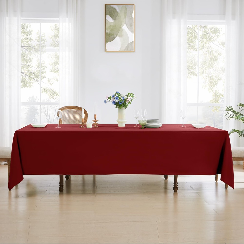 Rectangle Tablecloths 90x132 Inch 2 Pack Red Tablecloth for 6ft Washable Deco...