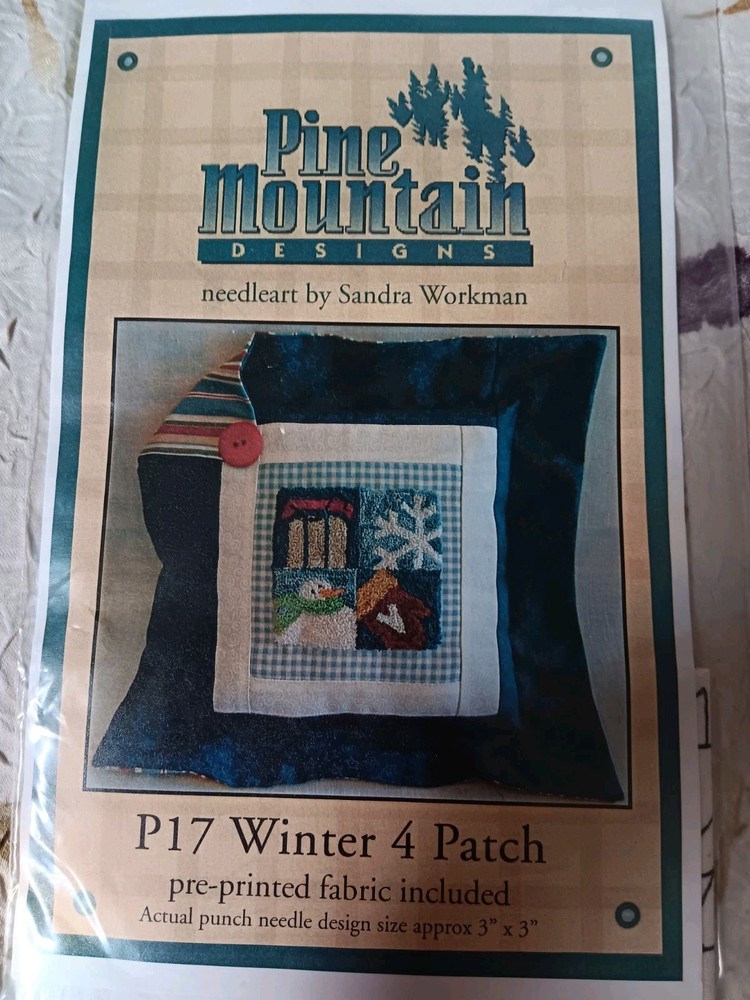 PINE MOUNTAIN Designs PUNCH NEEDLE PATTERN/PRE-PRINTED FABRIC WINTER 4 Patch P17