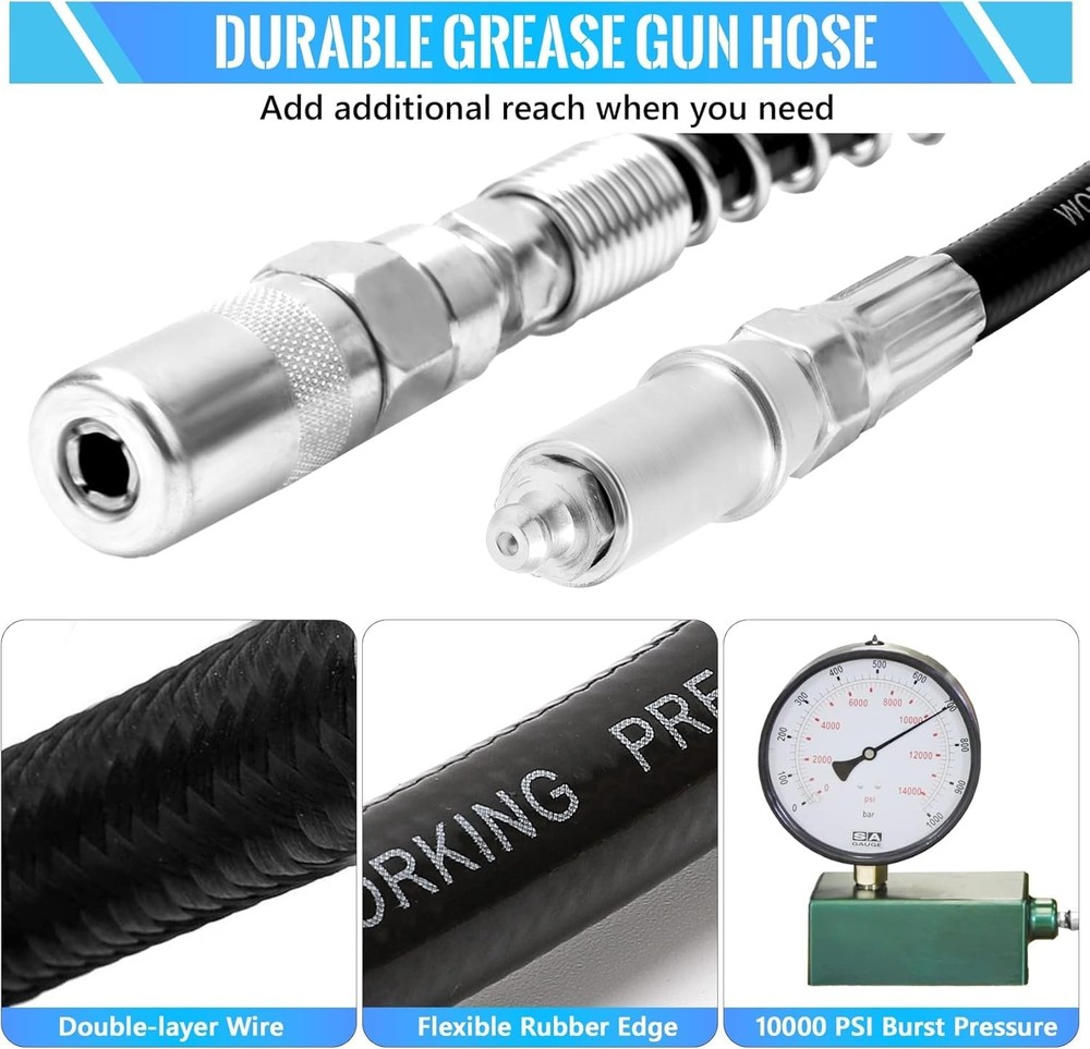 9 PCS Grease Couplers, Quick Connect Greasing Accessory Kit with Grease Tips ...