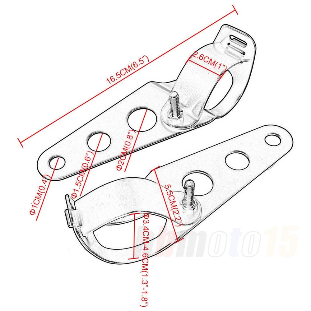 Chrome Headlight Brackets Clamp Side Mount For Universal 34-46mm Fork Tubes