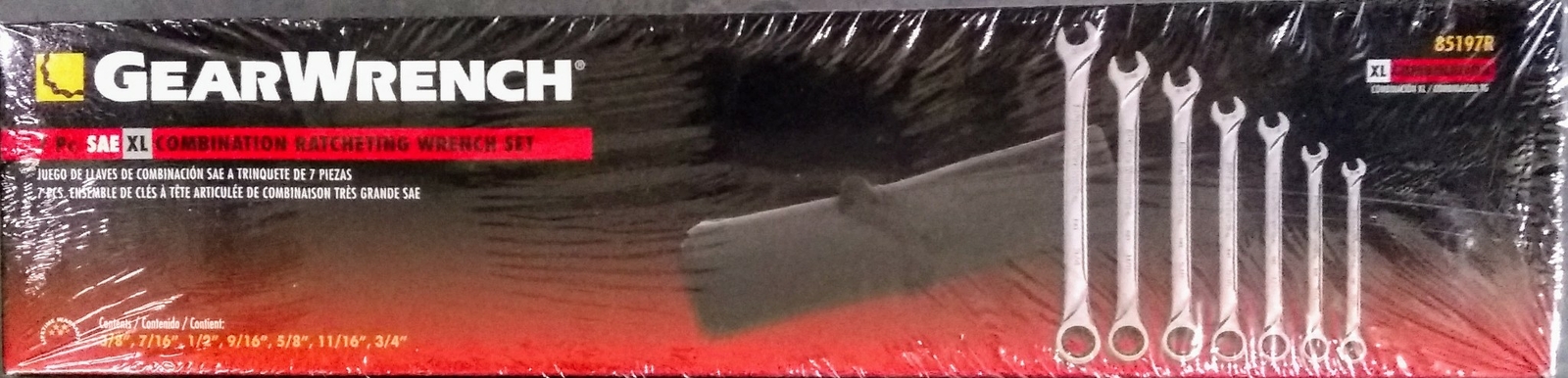 GearWrench 85197R 7 Piece SAE XL Combination Ratcheting Wrench Set