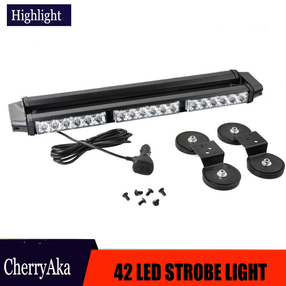 21" 42LED 126W Emergency Warning Double Side Strobe Flash Light Bar Amber