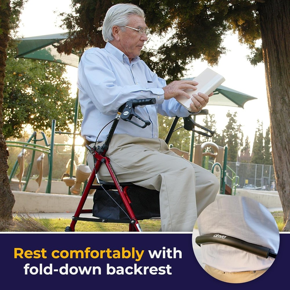 Height Adjustable Rollator Walker with Seat Foldable Rollator w/7.5" Wheels