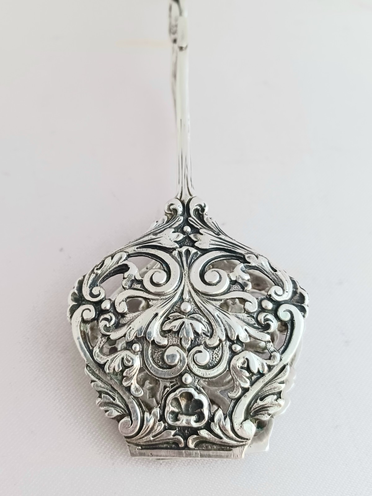 German 800 Silver Scroll Design 6 1/2" Pastry/ Ice Tongs - 6 1/2"