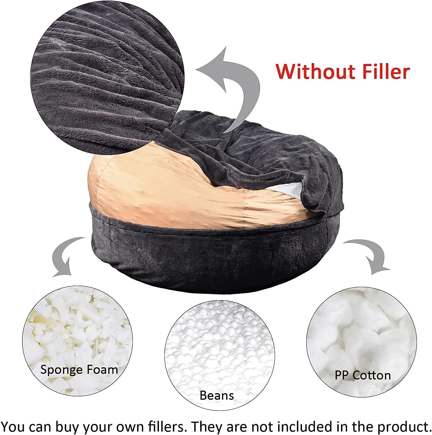 Bean Bag,Big Huge Giant Bean Bag Chair for Adults, (No Filler) Bean Bag Chair