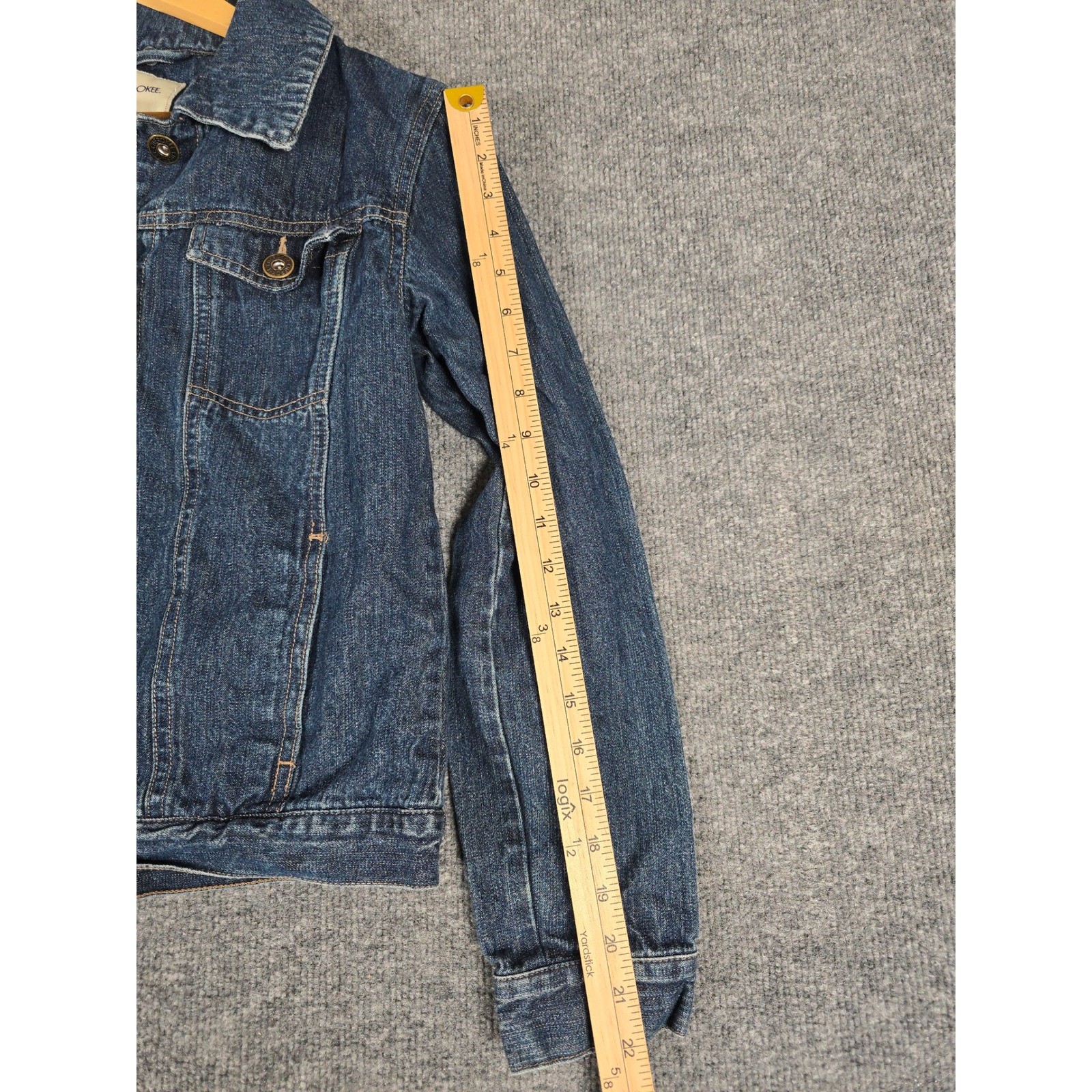 Cherokee Girls Denim Jacket Blue Button Front Trucker Style XL 14 16