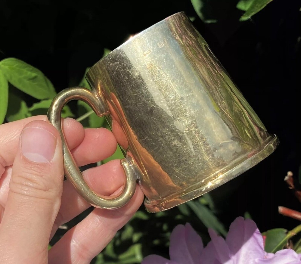 Antique Solid Sterling Silver Gilt Hallmarked Mug Cup Tankard
